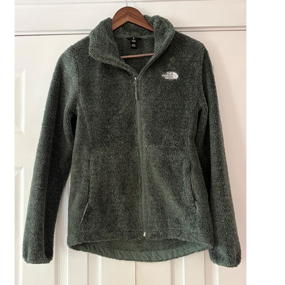 The North Face Osito Fleece Jacket Womens Small Green Full Zip Soft High Pile